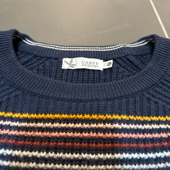 Carve Designs Cabana Navy Rainbow Striped Sweater - Picture 4 of 4